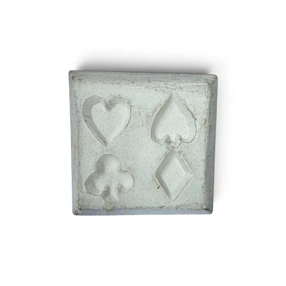 Vintage Ceramic Terra Cotta Cookie Stamp Press Card Suits 2 Inch Square